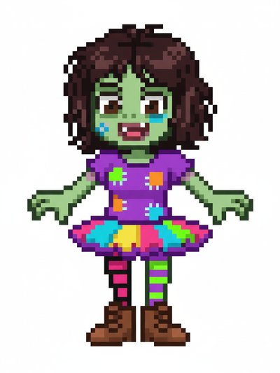 Gabriela's Playful Zombie Adventure - Pixel Art