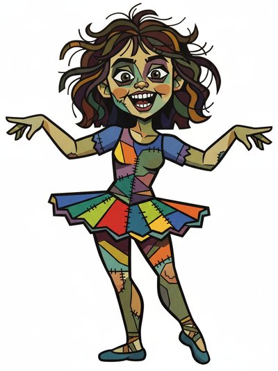 Gabriela's Playful Zombie Adventure - Cubist Painting