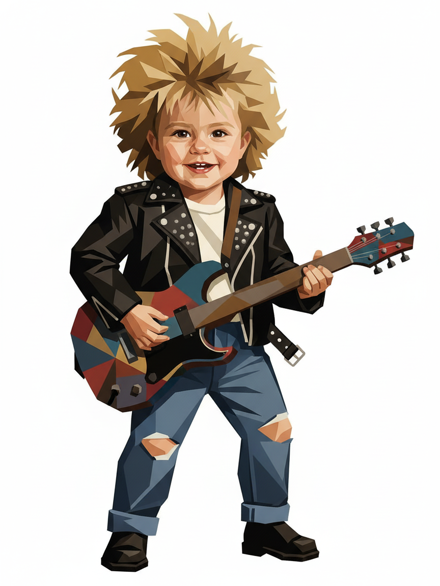 Julia the Rock Star - Cubist Painting