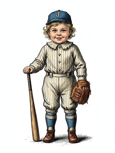 Julia's Baseball Adventures ⚾️ - Victorian Illustration