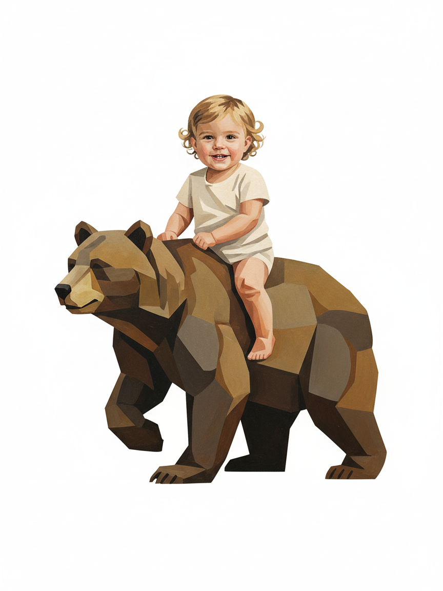 Bear Julia - Cubist Painting