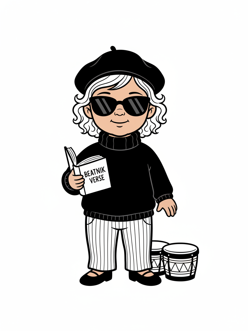 Julia the Beatnik Poet - Classic Coloring Book