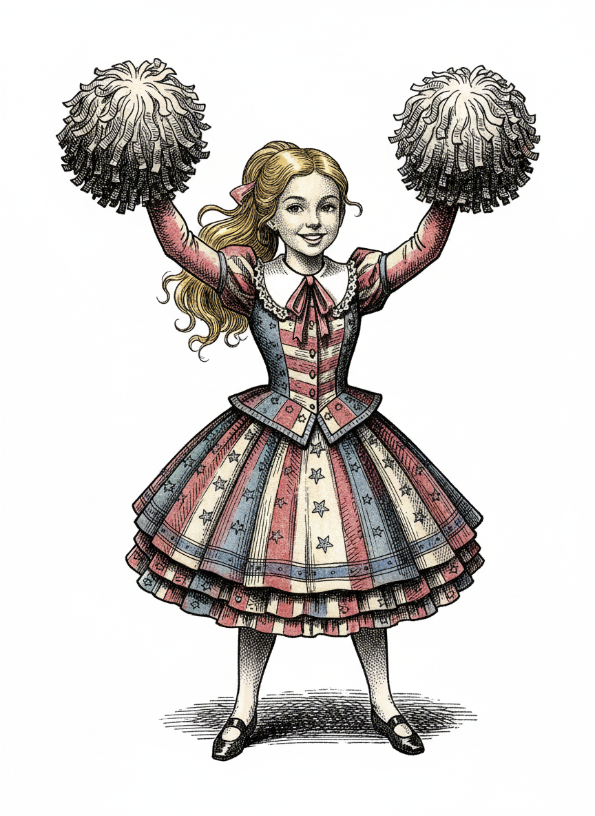 Cheerleader Mary - Victorian Illustration