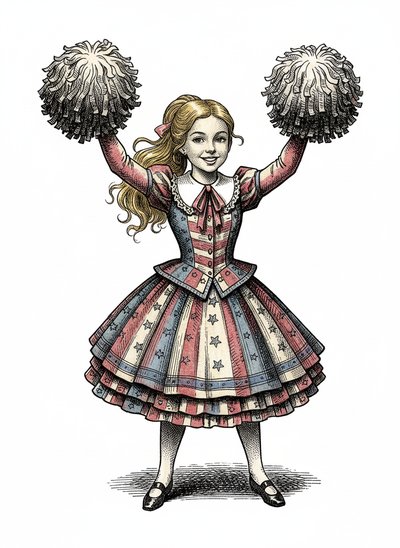 Mary's Cheerleader Adventure 🎉 - Victorian Illustration