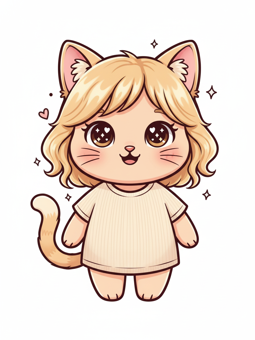 Julia the Curious Cat - Kawaii Cute