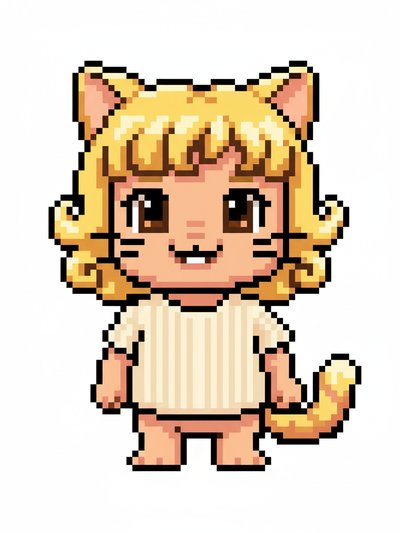Julia's Playful Kitty Adventure - Pixel Art