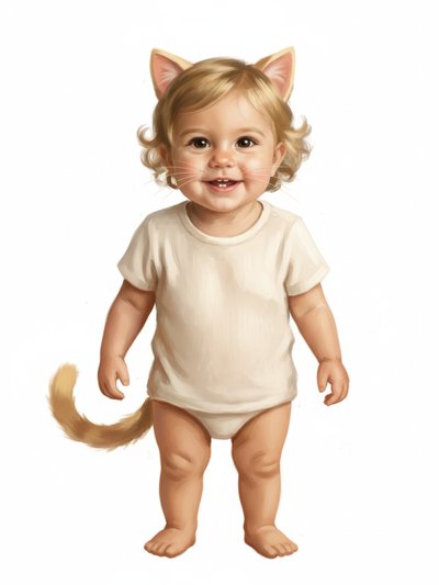 Julia's Playful Kitty Adventure - Impressionist Painting