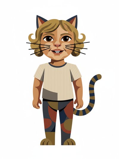 Julia's Playful Kitty Adventure - Cubist Painting