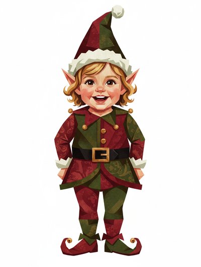 Julia's Christmas Elf Adventure 🎄 - Cubist Painting