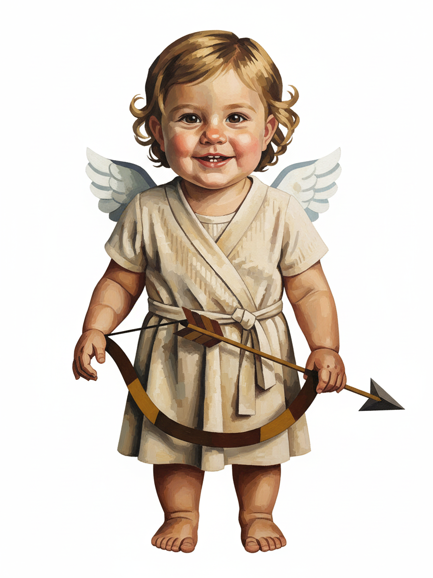 Julia the Cherubic Cupid - Cubist Painting