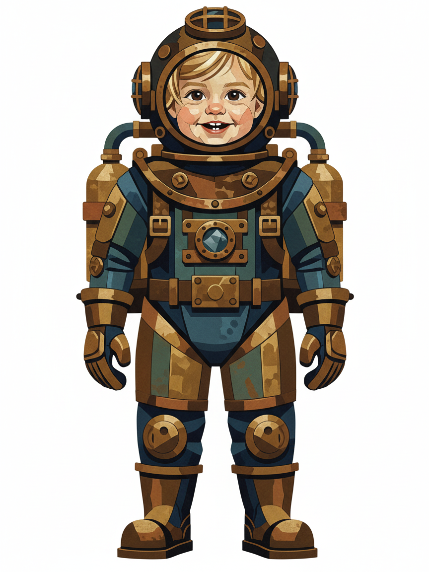 Julia the Diver - Cubist Painting