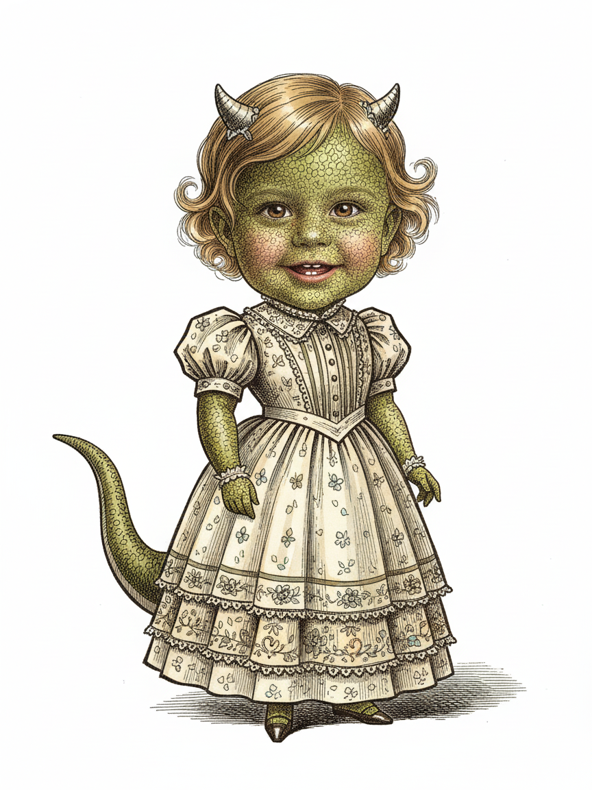 Julia the Dino - Victorian Illustration