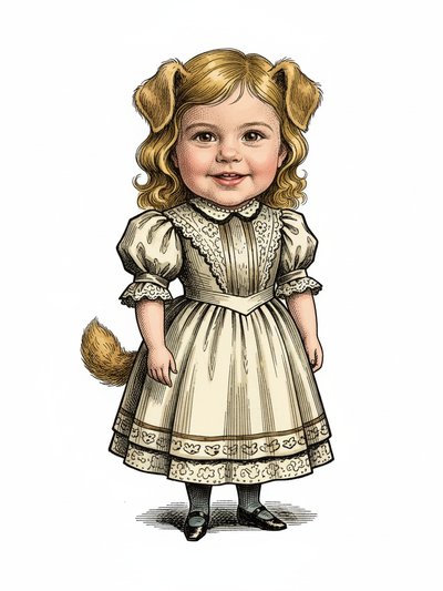 Julia's Puppy Dreams 🐶 - Victorian Illustration