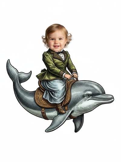 Julia's Dolphin Adventures 🐬 - Victorian Illustration