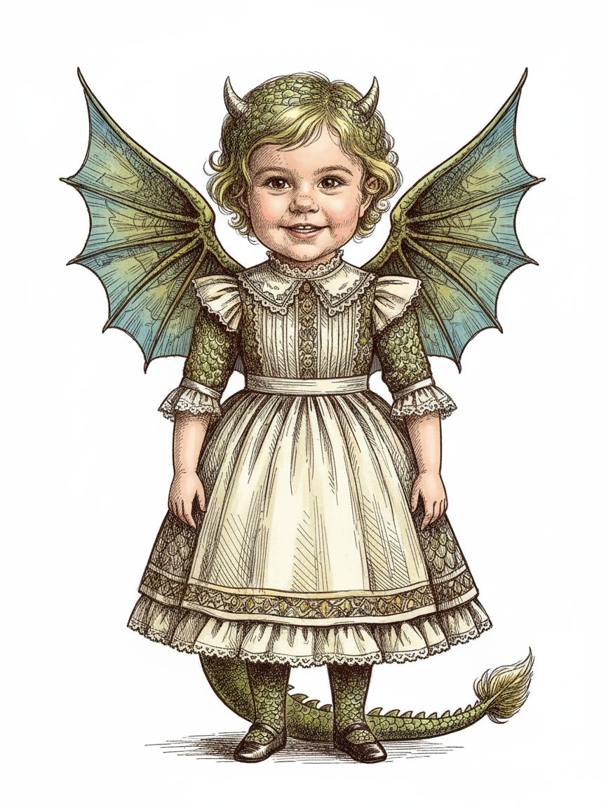 Julia the Gentle Dragon - Victorian Illustration