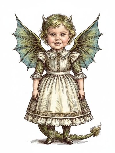 Our Little Dragon Julia 🐉 - Victorian Illustration