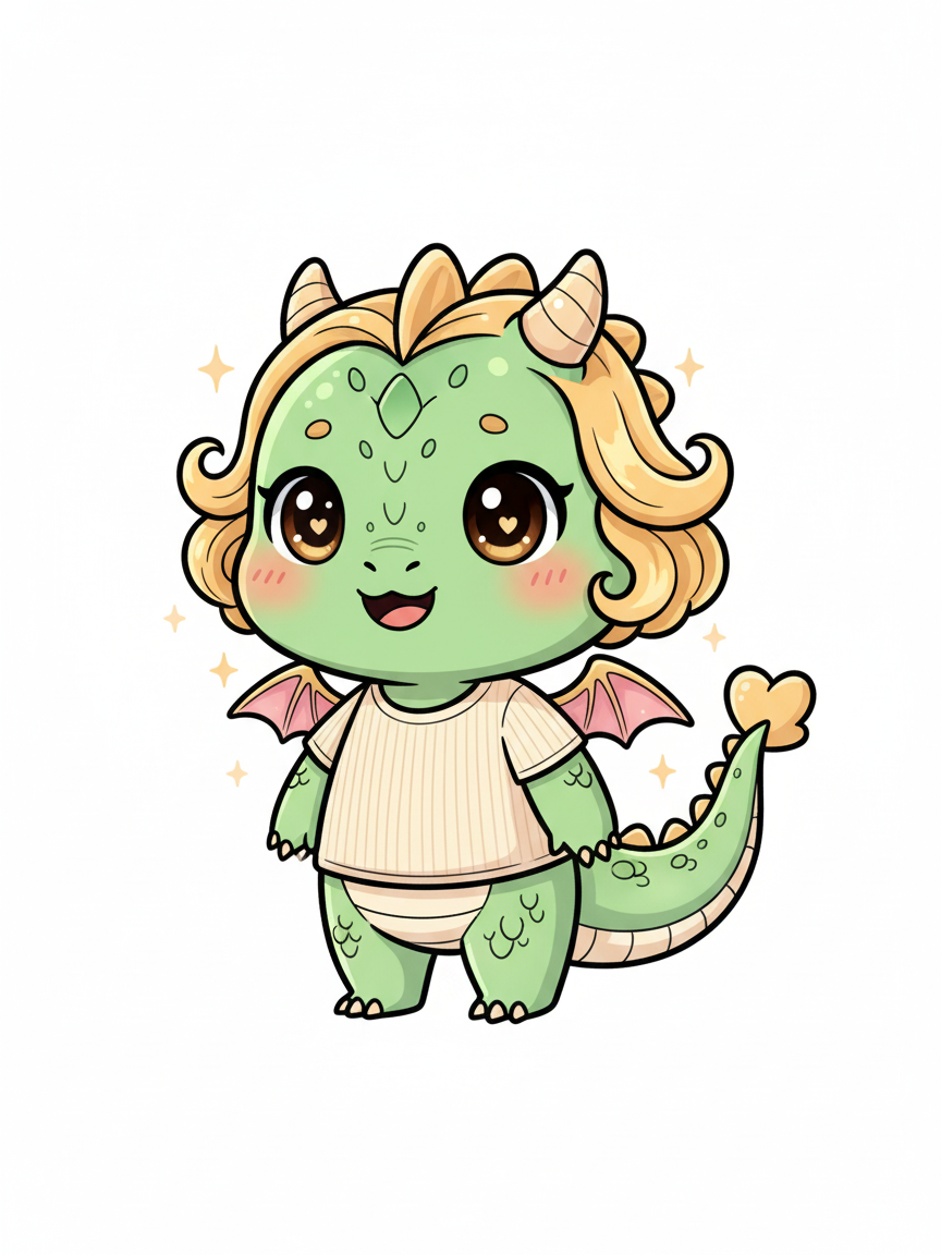 Julia the Gentle Dragon - Kawaii Cute