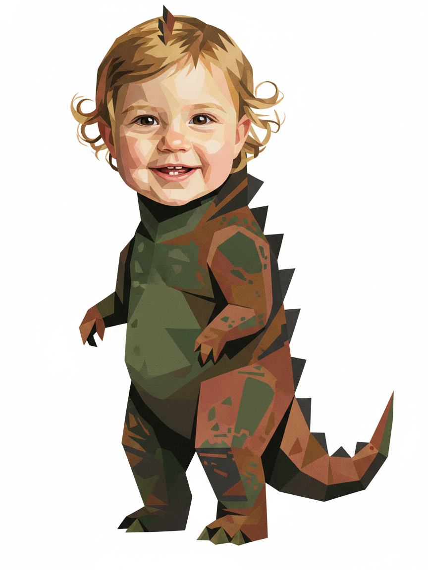 Julia the Dino - Cubist Painting