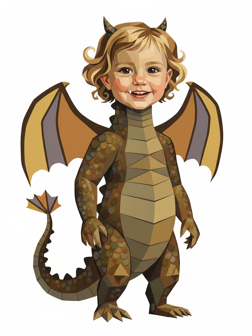 Julia the Gentle Dragon - Cubist Painting