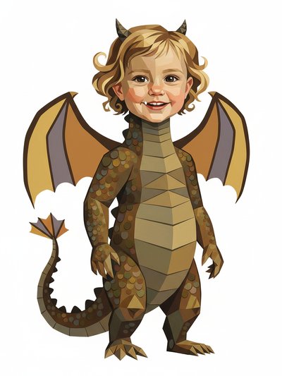 Our Little Dragon Julia 🐉 - Cubist Painting