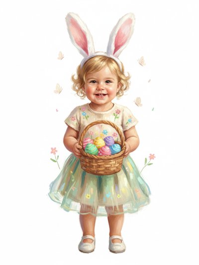 Julia's Easter Bunny Adventure 🐰 - Impressionist Painting