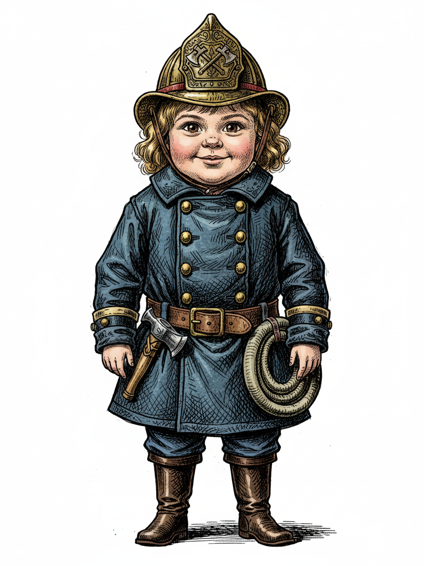 Firefighter Julia - Victorian Illustration