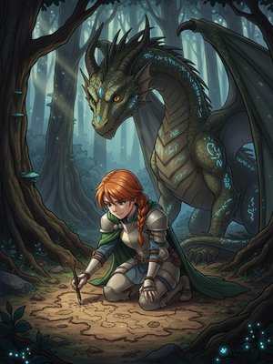 Knight and Dragon in a Forest Clearing