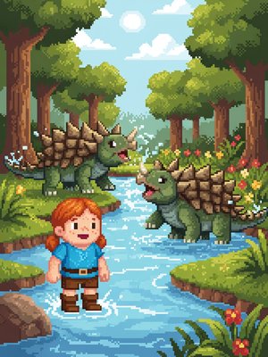 River Crossing with Dinosaurs