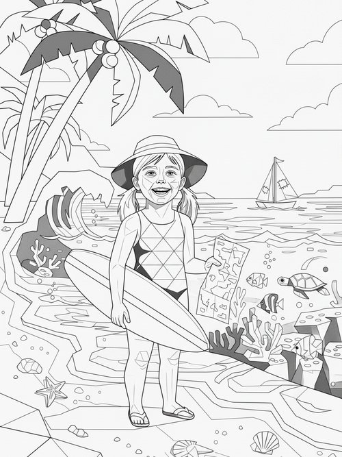 Cubist Painting - Coloring Book Sample