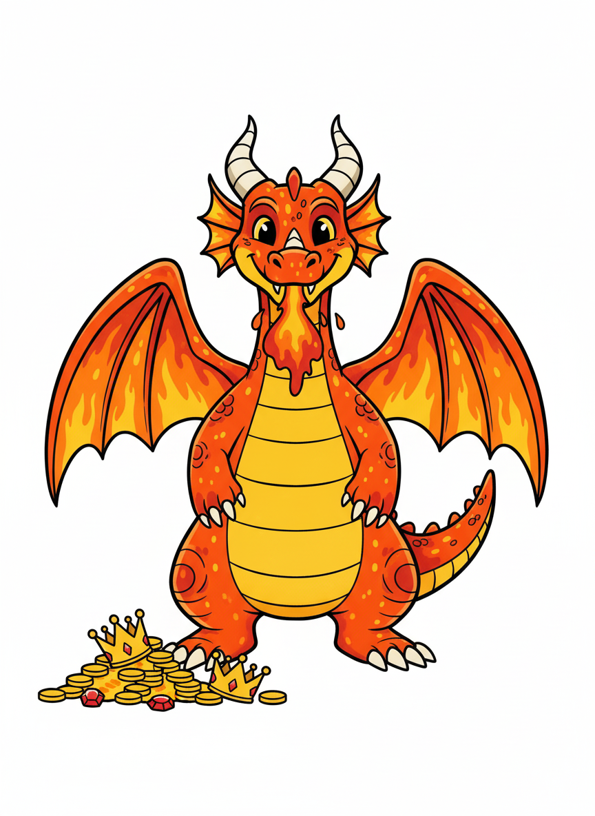 Ember the Fierce Dragon - Full Colored Illustration