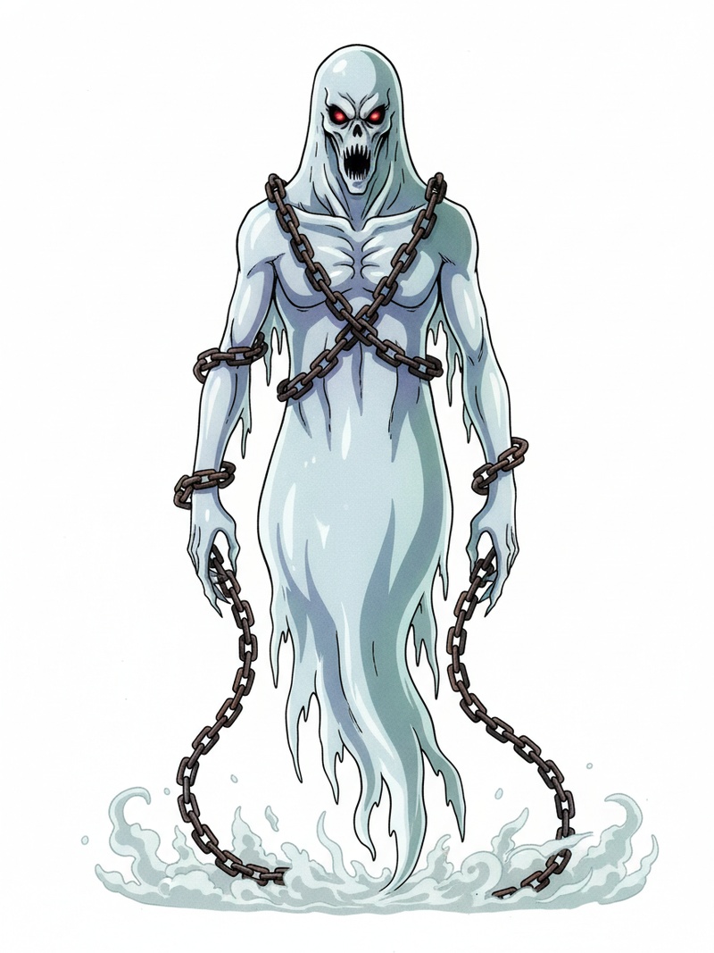 Spook the Scary Ghost in Classic Anime - Full Colored Illustration
