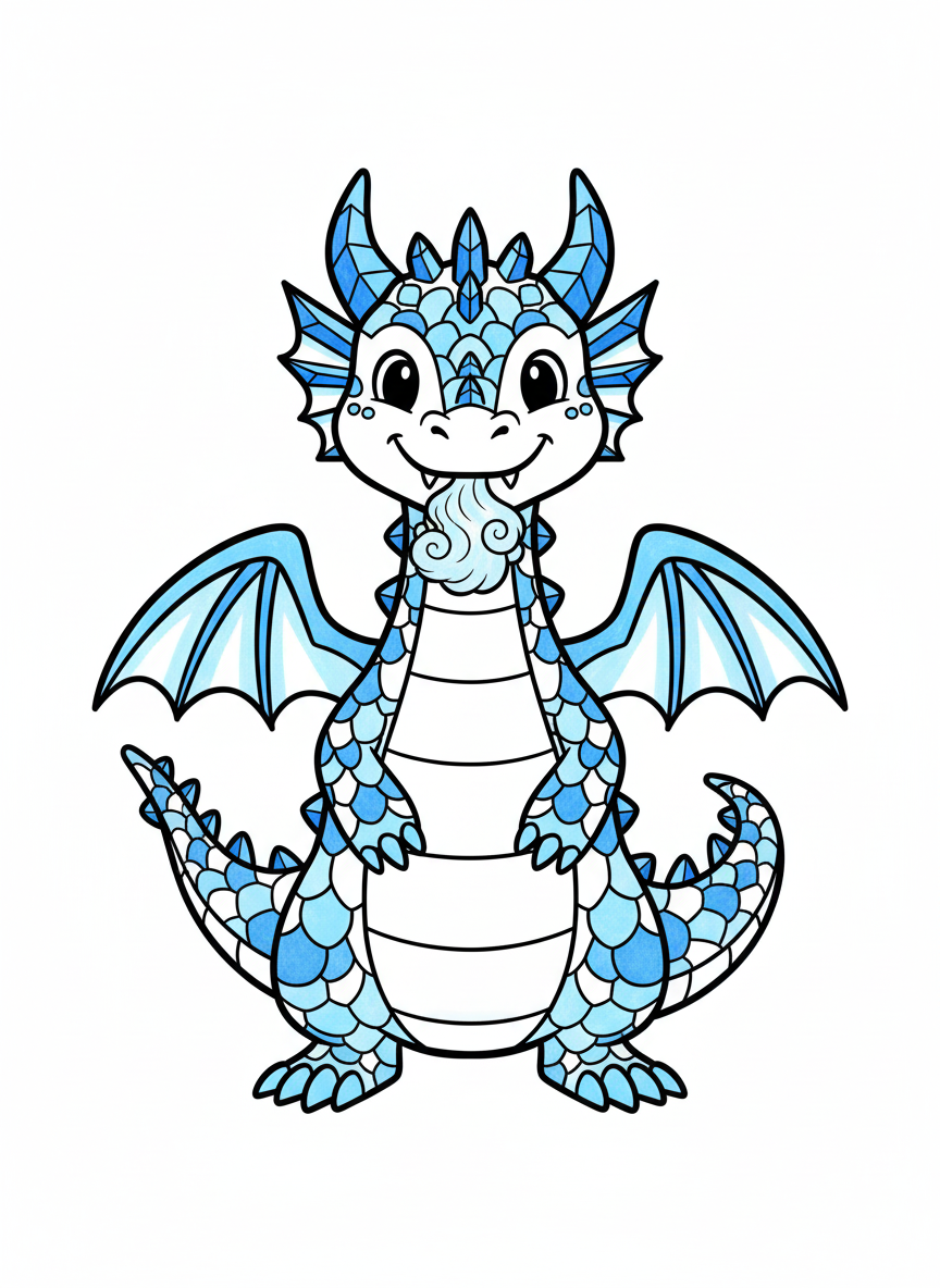 Frostbite the Ice Dragon - Full Colored Illustration