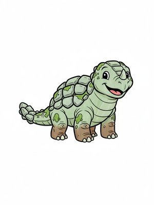 Tank the Ankylosaurus in Classic Coloring Book - Full Colored Illustration