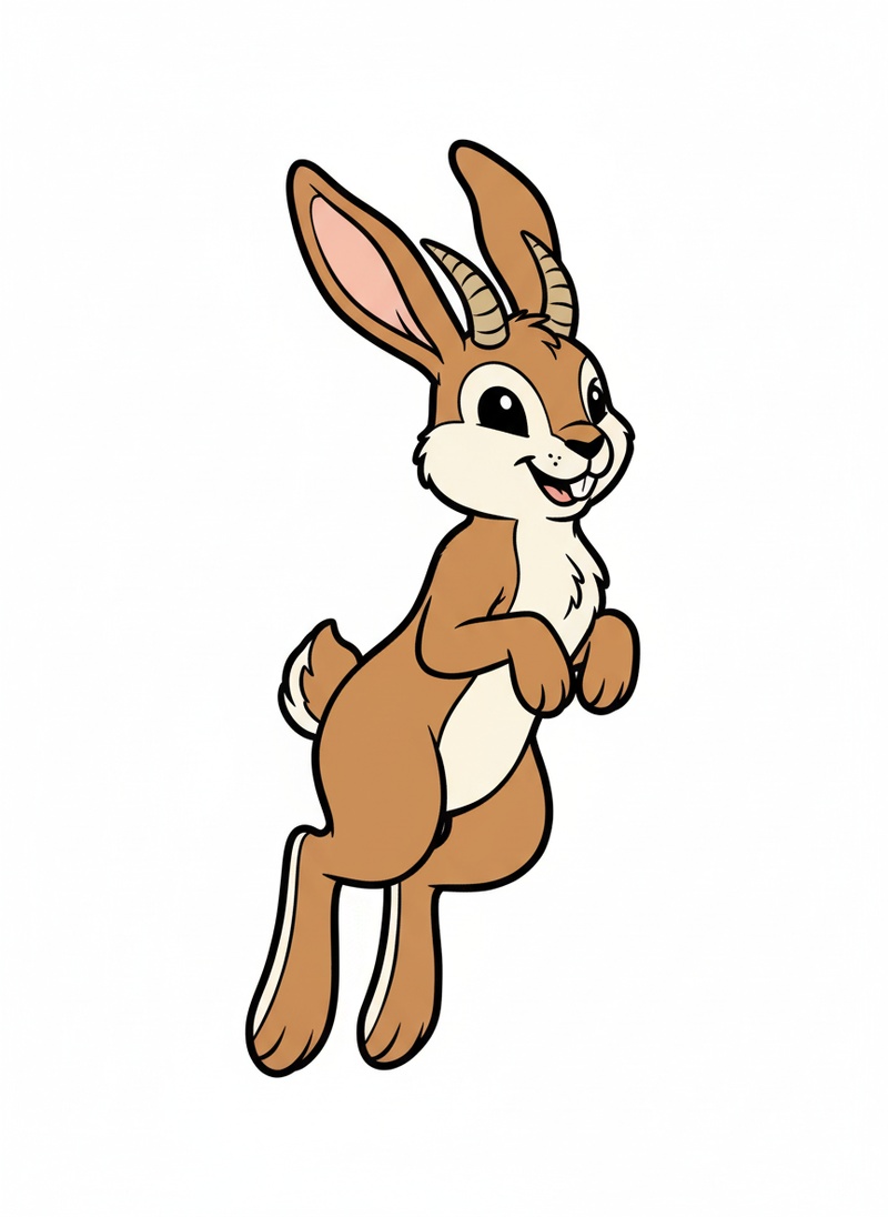 Hopper the Jackalope in Classic Coloring Book - Full Colored Illustration