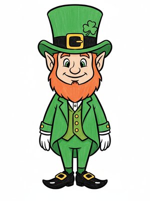 Lucky the Leprechaun in Classic Coloring Book - Full Colored Illustration