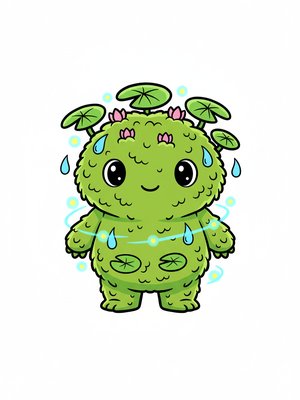 Mossy the Swamp Sprite in Classic Coloring Book - Full Colored Illustration