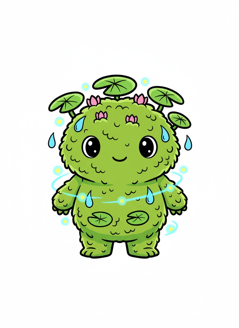 Mossy the Swamp Sprite in Classic Coloring Book - Full Colored Illustration