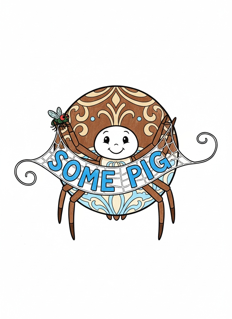 Charlotte the Helpful Spider in Classic Coloring Book - Full Colored Illustration