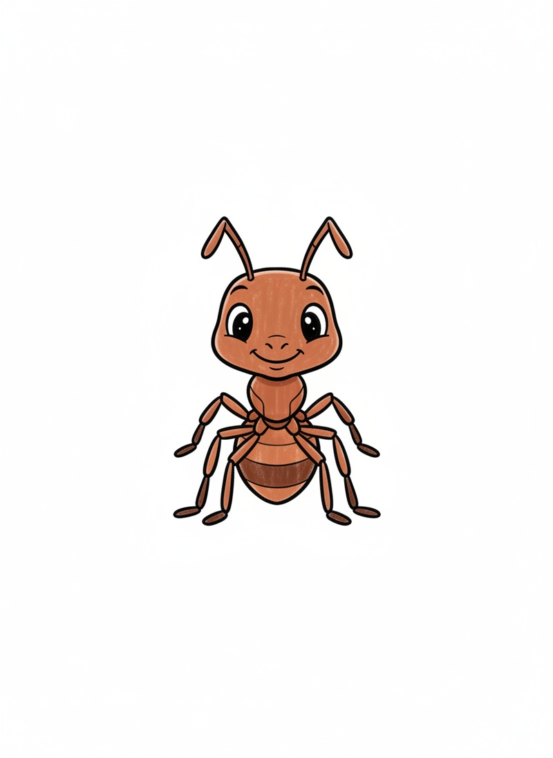 March the Ant in Classic Coloring Book - Full Colored Illustration