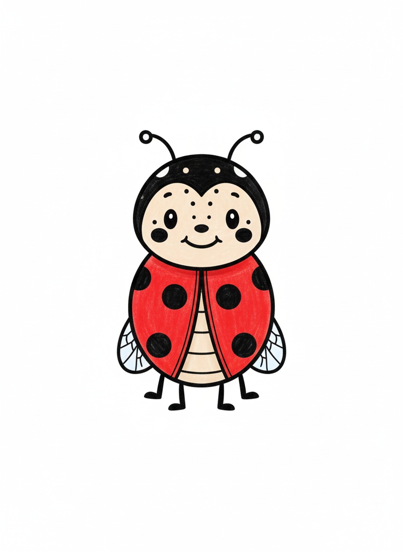 Lady the Ladybug in Classic Coloring Book - Full Colored Illustration