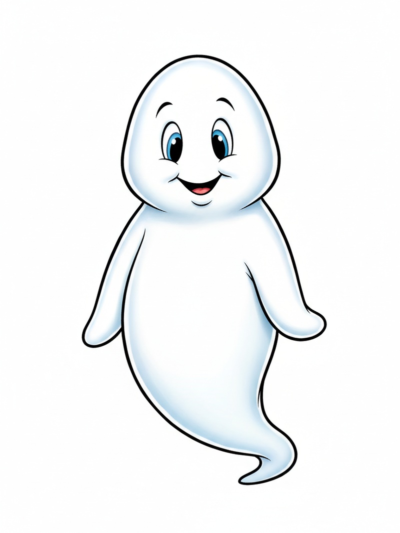 Casper the Friendly Ghost in Golden Age Animation - Full Colored Illustration