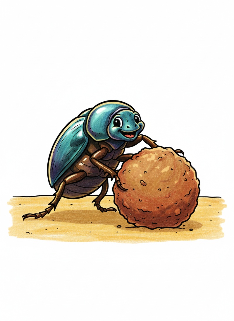 Scarab the Beetle in Classic Coloring Book - Full Colored Illustration