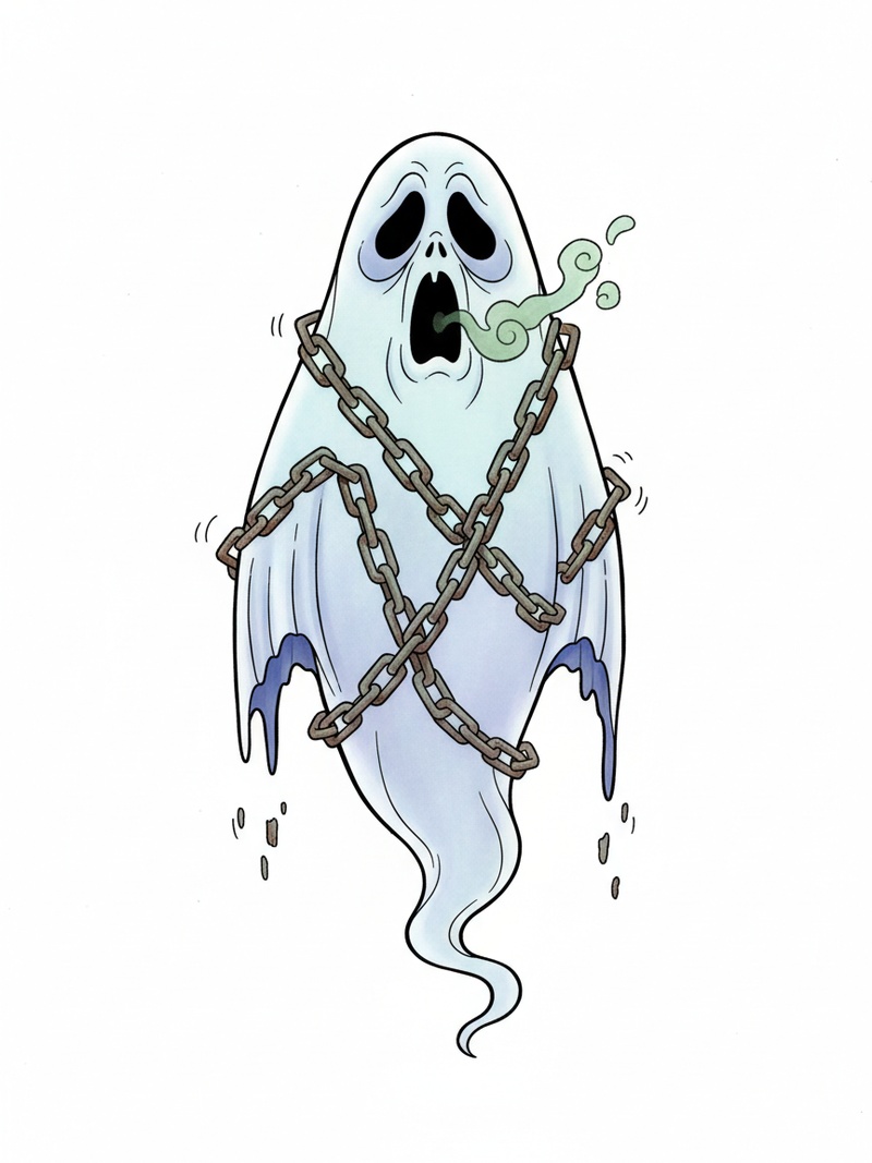 Spook the Scary Ghost in Golden Age Animation - Full Colored Illustration