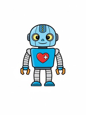 Sparky the Robot Helper in Classic Coloring Book - Full Colored Illustration