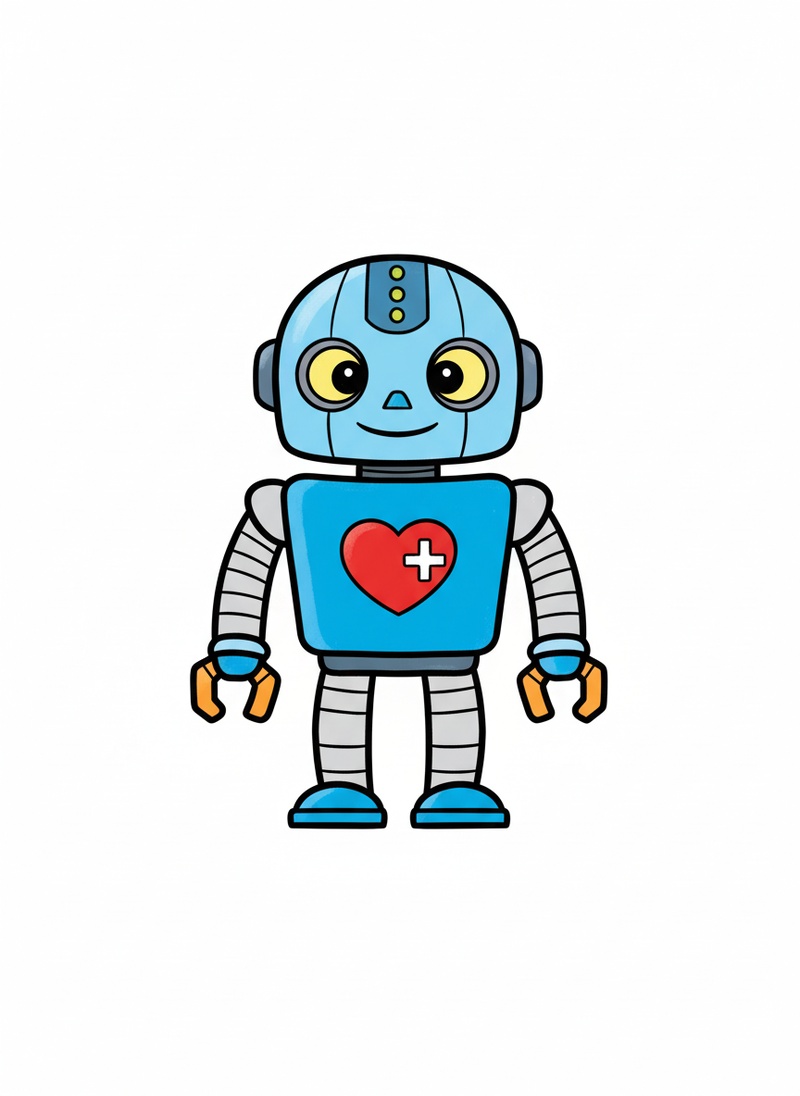 Sparky the Robot Helper in Classic Coloring Book - Full Colored Illustration