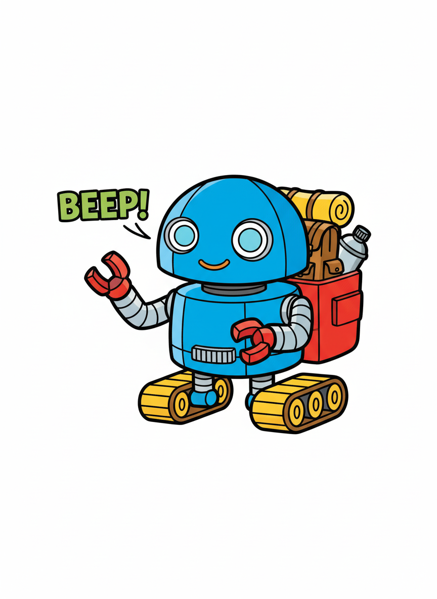 Beep the Robot Companion - Full Colored Illustration