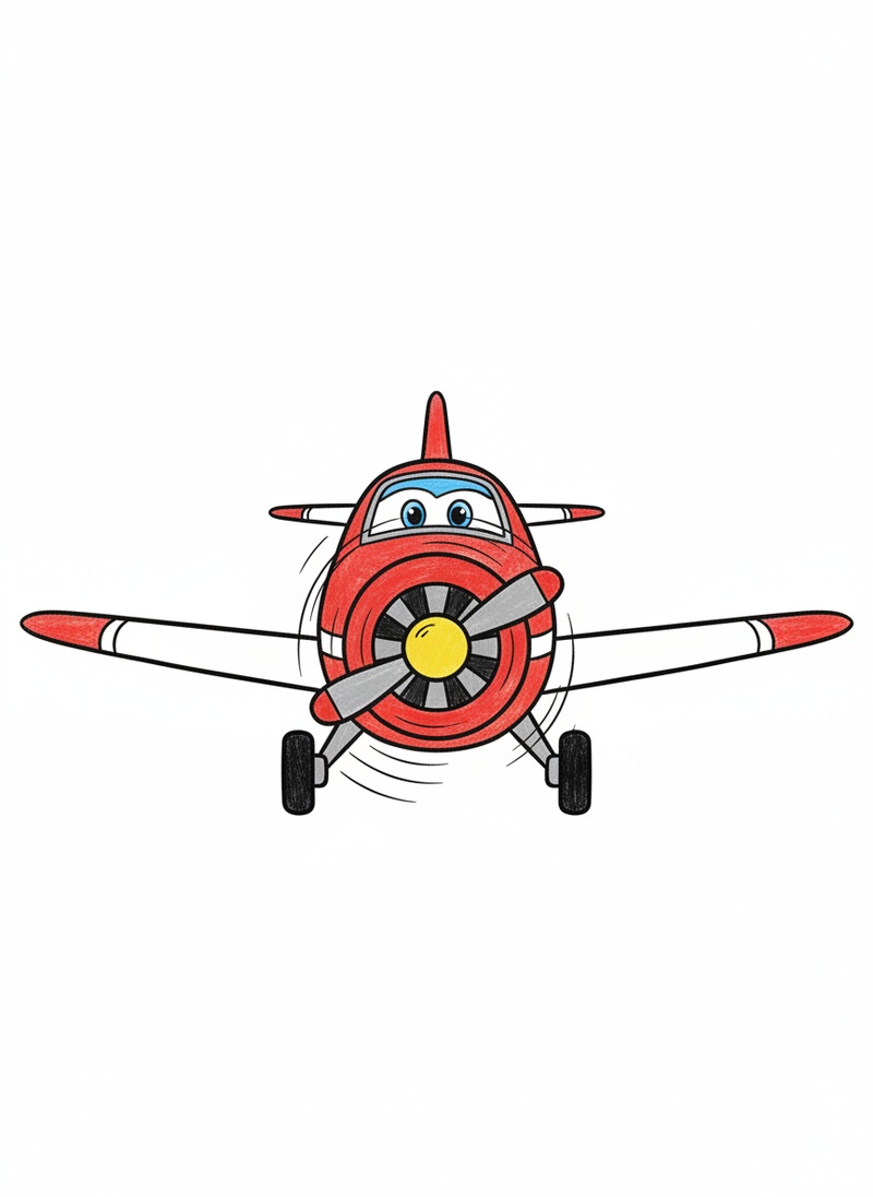 Sky the Toy Plane in Classic Coloring Book - Full Colored Illustration