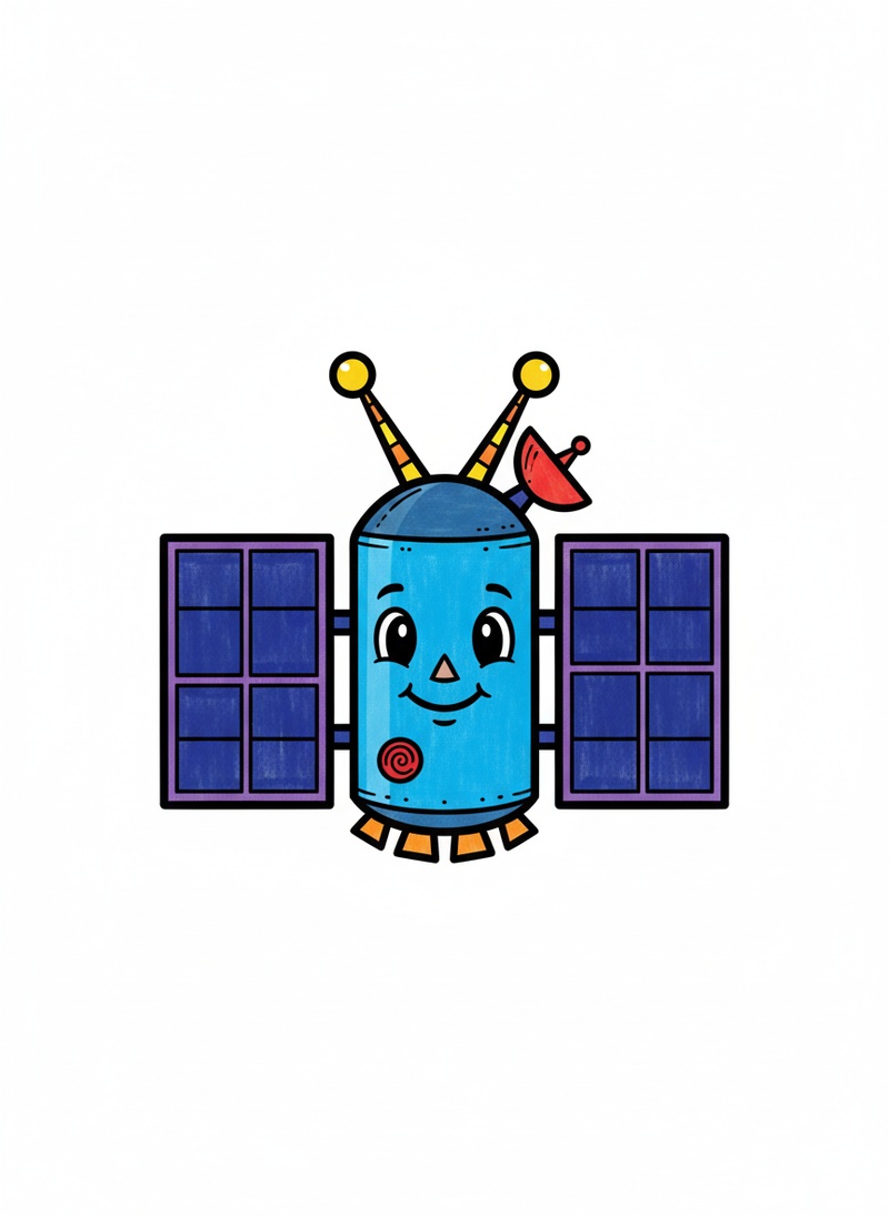 Rocket the Space Probe in Classic Coloring Book - Full Colored Illustration