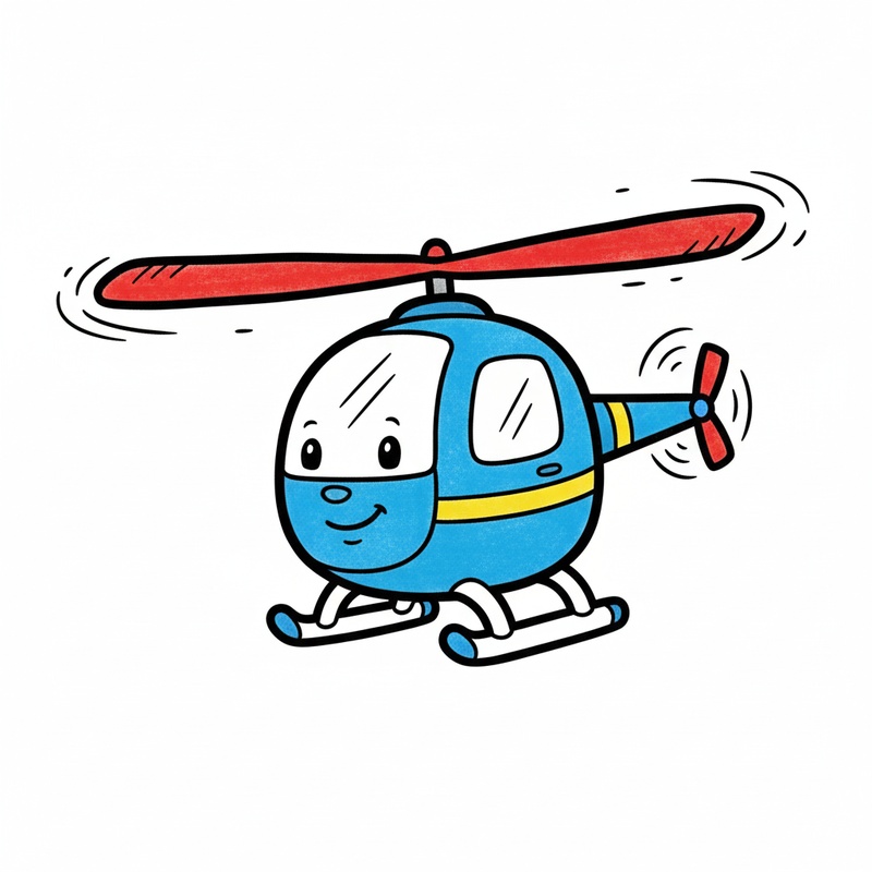 Soar the Toy Helicopter in Classic Coloring Book - Full Colored Illustration