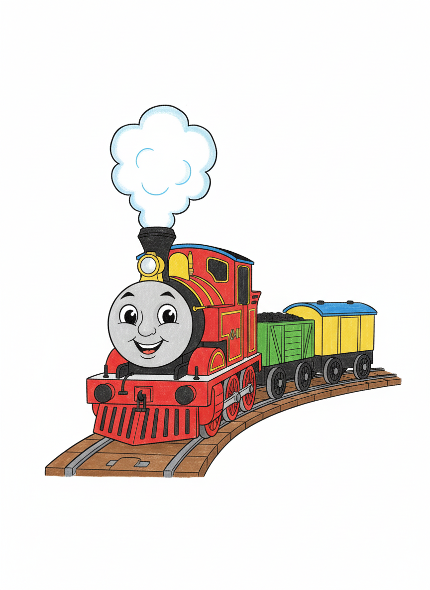 Chugga the Toy Train - Full Colored Illustration